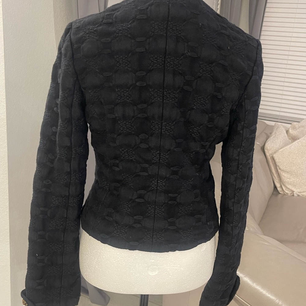 Y2K Lucky brand gothic decorative gold buttons wool cotton blend jacket S - Picture 3 of 8
